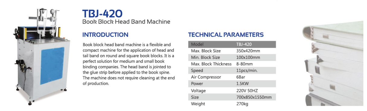 M&aacute;quina de bandas de la cabeza del bloque de libros