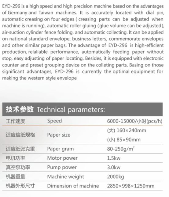 M&aacute;quina de fabricaci&oacute;n de sobres